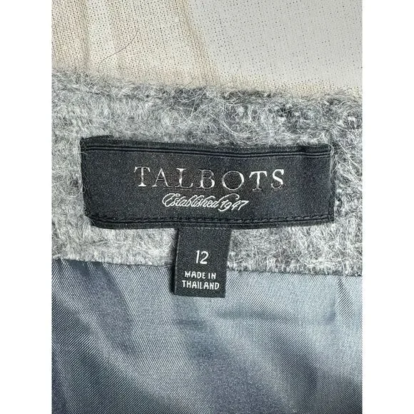 Talbots Wool/Alpaca Blend Plaid Skirt size 12 Black/Grey - Picture 2 of 6